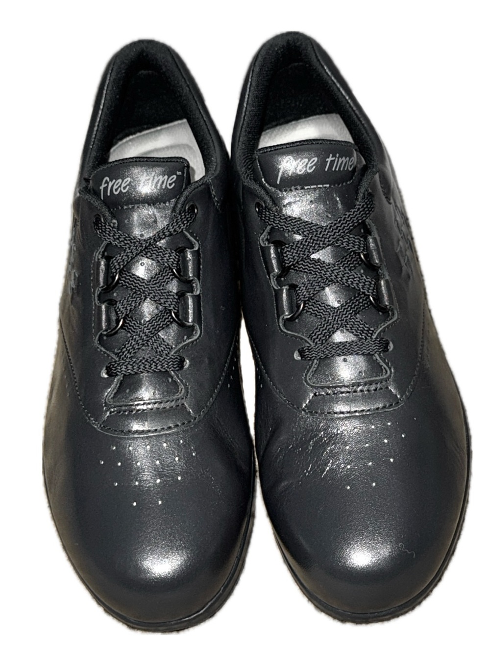 SAS Free Time Black Leather Comfort Walking Shoes Casual Lace Up | Women’s 7.5